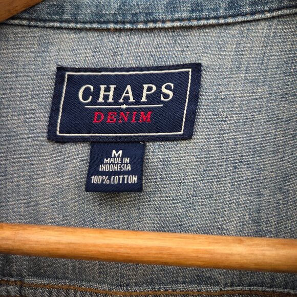 CHAPS DENIM LIGHTWEIGHT JACKET WITH FOUR POCKETS SIZE MEDIUM - Picture 7 of 15